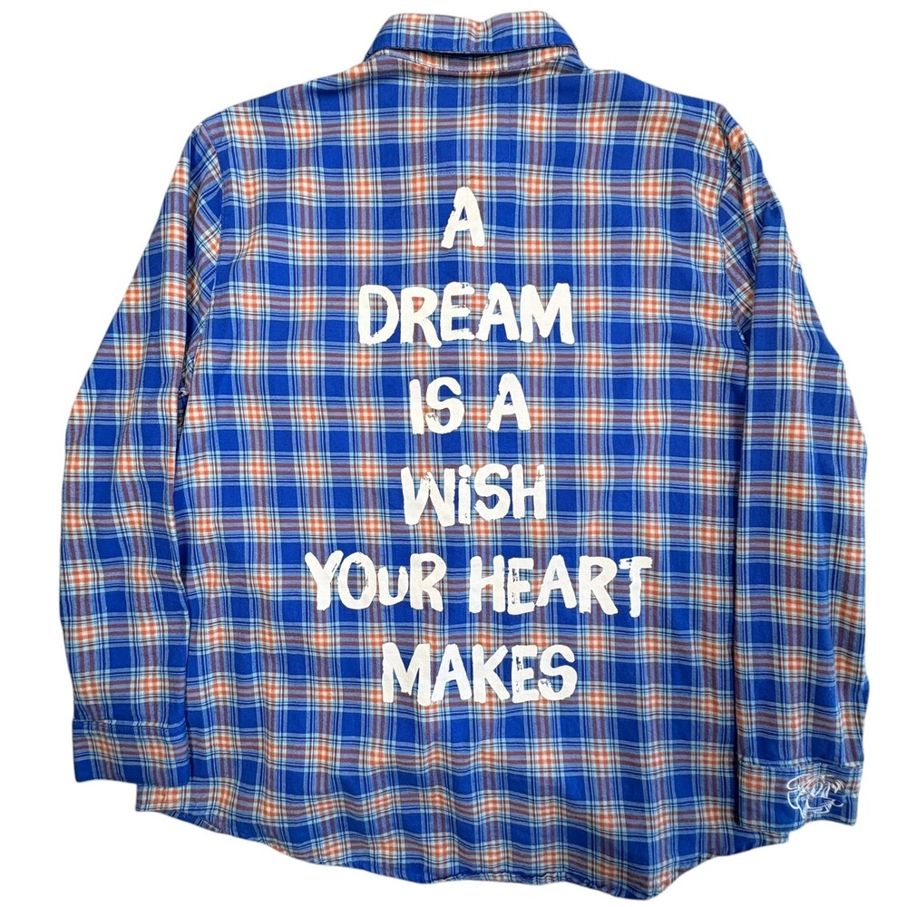 Disney Cakeworthy Cinderella Jac Flannel Mens L Blue Dream Wish Heart Makes - Picture 2 of 11